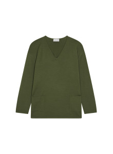 Loose V neck sweater with pockets in merino wool Albertine