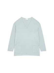 Loose V neck sweater with pockets in merino wool Albertine